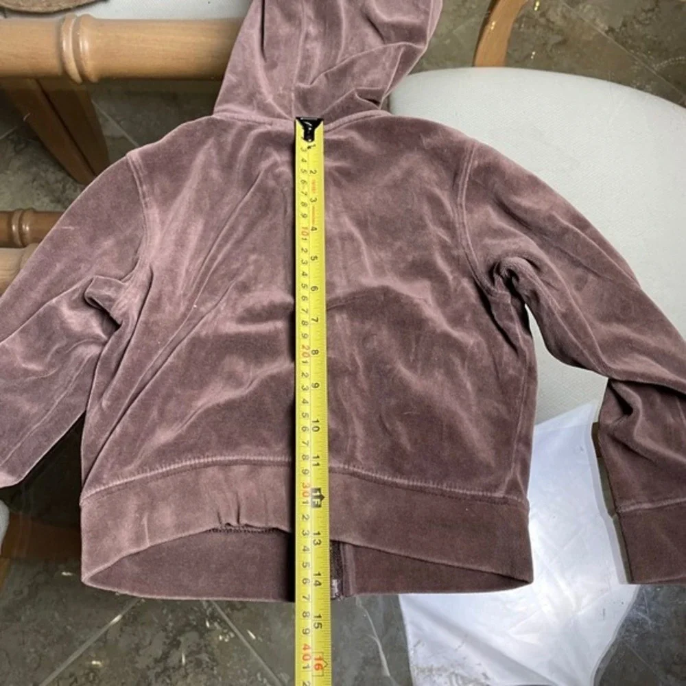 Vintage Y2K Gymboree Velour Hoodie Full Zip Up Embroidered Brown Girls Size 6‎